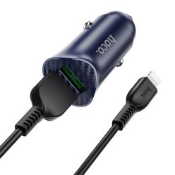   Hoco. Z39 Autós Gyorstöltő Adapter QC3.0 töltő kábellel, Fekete / USB C